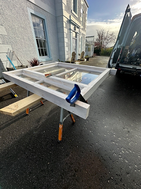 Custom painted window frame construction